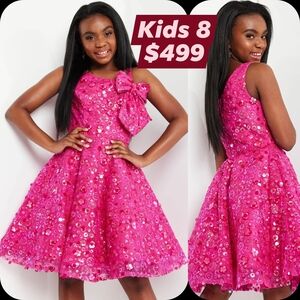 Jovani Fuchsia Sequin Kids Dress